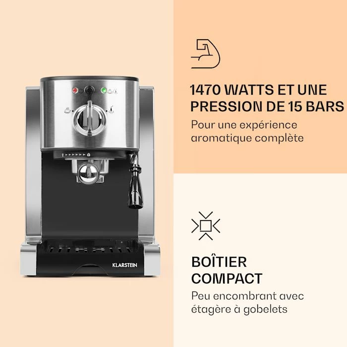 Klarstein Café, Thé Et Espresso Passionata 15 Machine à Café Expresso 15 Bars 5 Klarstein Café, Thé Et Espresso Passionata 15 Machine à Café Expresso 15 Bars – Image 3
