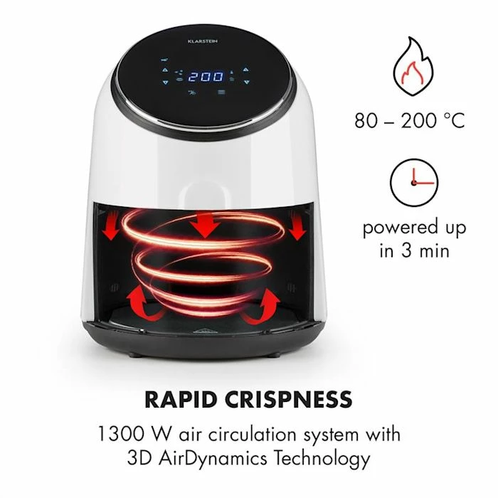 Klarstein Friteuses AirVital Friteuse à Air Chaud 1300 W Blanc 6 Klarstein Friteuses AirVital Friteuse à Air Chaud 1300 W Blanc – Image 4