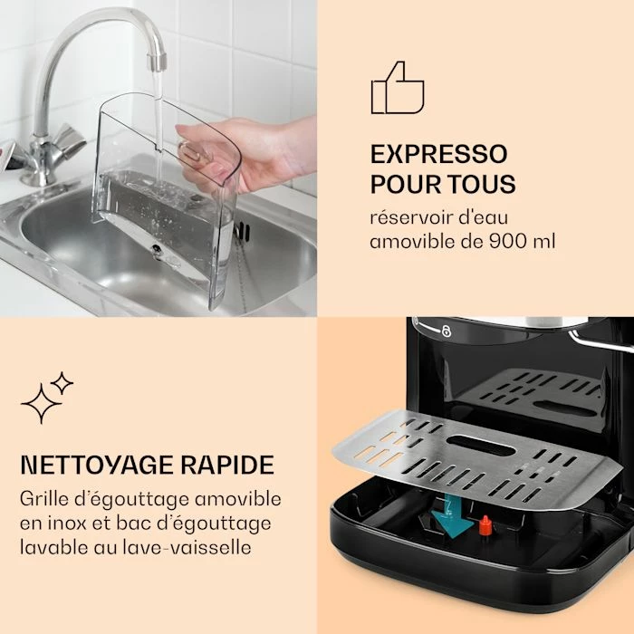 Klarstein Café, Thé Et Espresso BellaVita Espresso Machine à Espresso 6 Klarstein Café, Thé Et Espresso BellaVita Espresso Machine à Espresso – Image 4