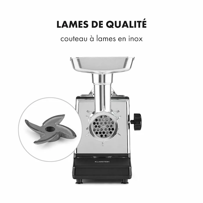 Klarstein Robots De Cuisine Hachoir à Viande électrique Kraftprotz 700W Moteur Cuivre Acier Inoxydable Noir 6 Klarstein Robots De Cuisine Hachoir à Viande électrique Kraftprotz 700W Moteur Cuivre Acier Inoxydable Noir – Image 4