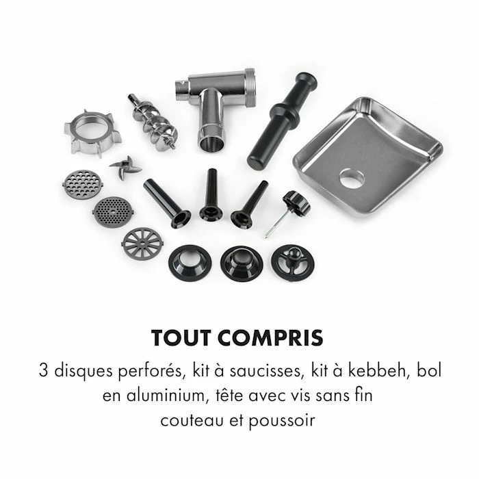 Klarstein Robots De Cuisine Hachoir à Viande électrique Kraftprotz 700W Moteur Cuivre Acier Inoxydable Noir 8 Klarstein Robots De Cuisine Hachoir à Viande électrique Kraftprotz 700W Moteur Cuivre Acier Inoxydable Noir – Image 6