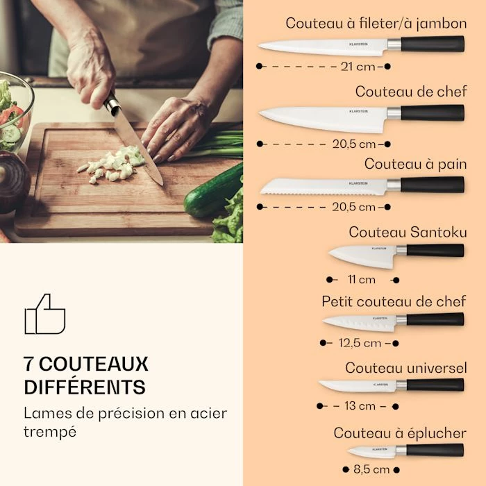Klarstein Préparation Culinaire Kitano 8 Pcs. Set De Couteaux Avec Bloc 6 Klarstein Préparation Culinaire Kitano 8 Pcs. Set De Couteaux Avec Bloc – Image 4