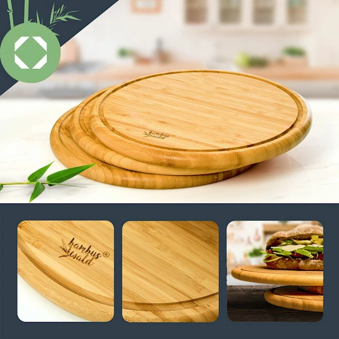 Klarstein Préparation Culinaire Ensemble De 3 Planches à Déjeuner Rondes En Bambou 5 Klarstein Préparation Culinaire Ensemble De 3 Planches à Déjeuner Rondes En Bambou – Image 3