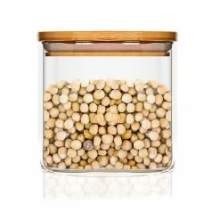 Klarstein Préparation Culinaire Bocal Carré Avec Couvercle En Bambou