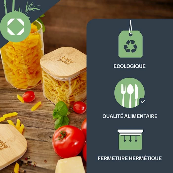 Klarstein Préparation Culinaire Bocal Carré Avec Couvercle En Bambou 5 Klarstein Préparation Culinaire Bocal Carré Avec Couvercle En Bambou – Image 3