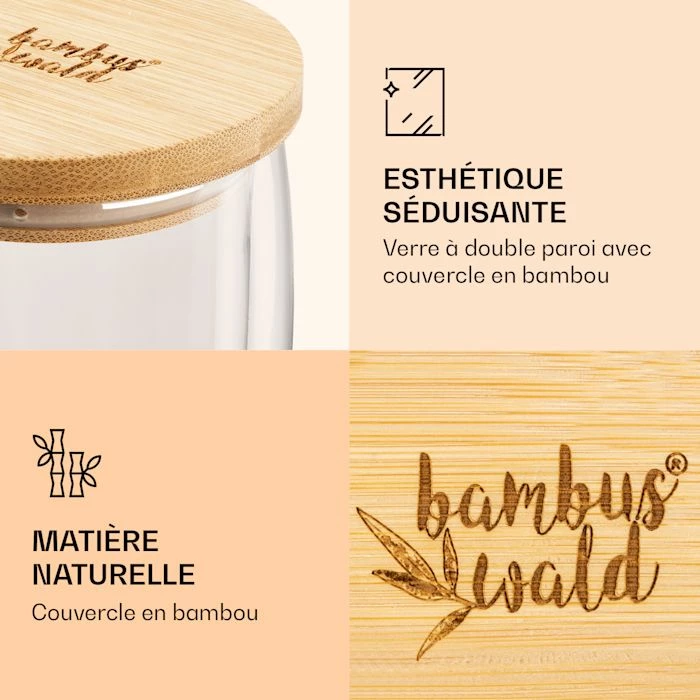 Bambuswald Préparation Culinaire Verre à Café Avec Couvercle 240 Ml 6 Bambuswald Préparation Culinaire Verre à Café Avec Couvercle 240 Ml – Image 4