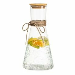Klarstein Préparation Culinaire Carafe De Verre Avec Couvercle En Bambou