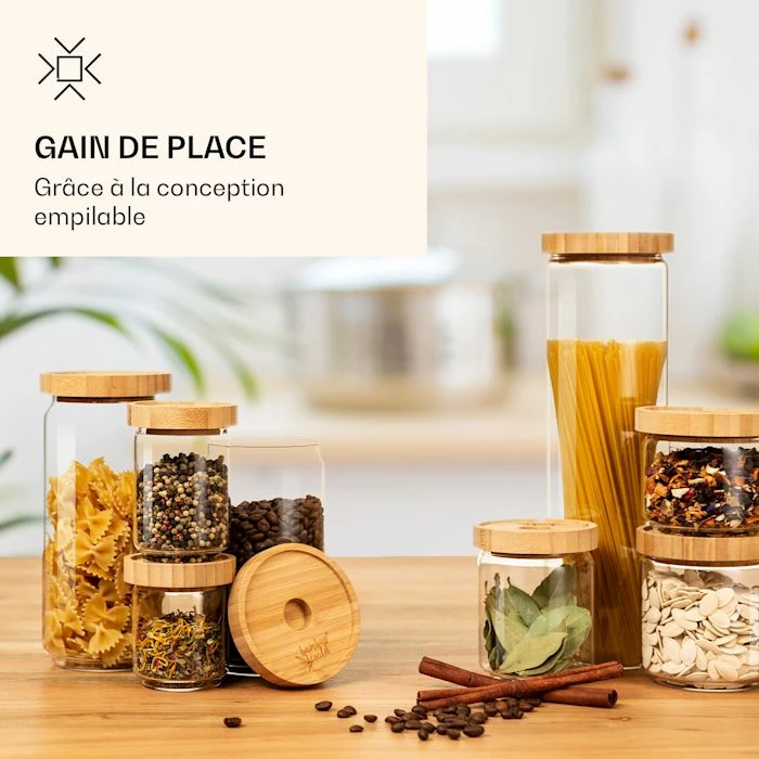 Klarstein Préparation Culinaire Bocal Empilable Avec Couvercle En Bambou 500 ml 5 Klarstein Préparation Culinaire Bocal Empilable Avec Couvercle En Bambou 500 ml – Image 3