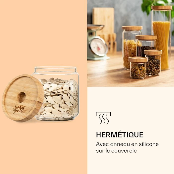 Klarstein Préparation Culinaire Bocal Empilable Avec Couvercle En Bambou 500 ml 7 Klarstein Préparation Culinaire Bocal Empilable Avec Couvercle En Bambou 500 ml – Image 5