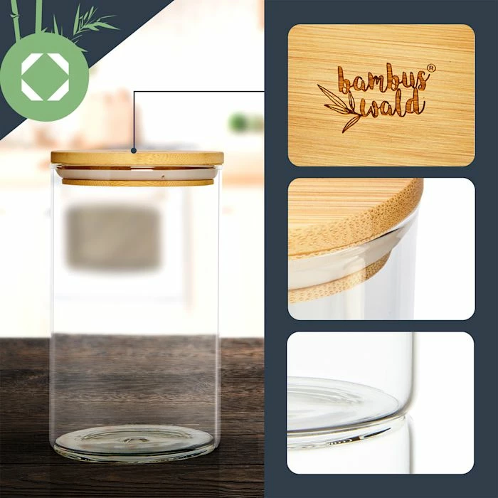 Klarstein Préparation Culinaire Bocal Rond Avec Couvercle En Bambou En Lot De 4 4 Klarstein Préparation Culinaire Bocal Rond Avec Couvercle En Bambou En Lot De 4 – Image 2