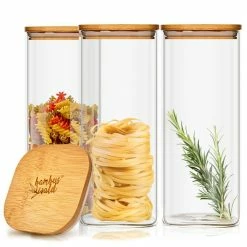 Klarstein Préparation Culinaire Bocal Carré Avec Couvercle En Bambou