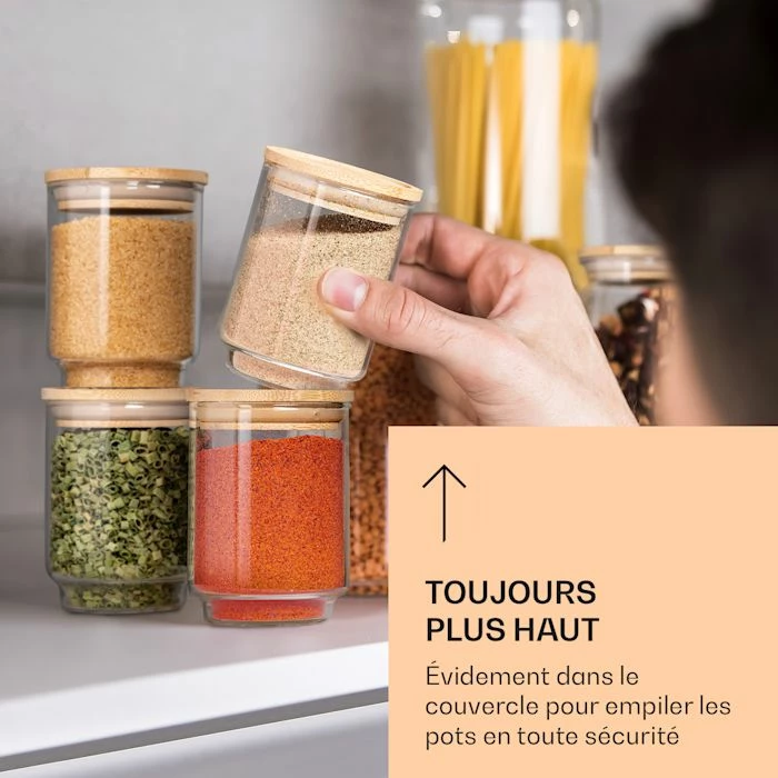 Klarstein Préparation Culinaire Bocaux à épices Couvercles En Bambou 7 Klarstein Préparation Culinaire Bocaux à épices Couvercles En Bambou – Image 5