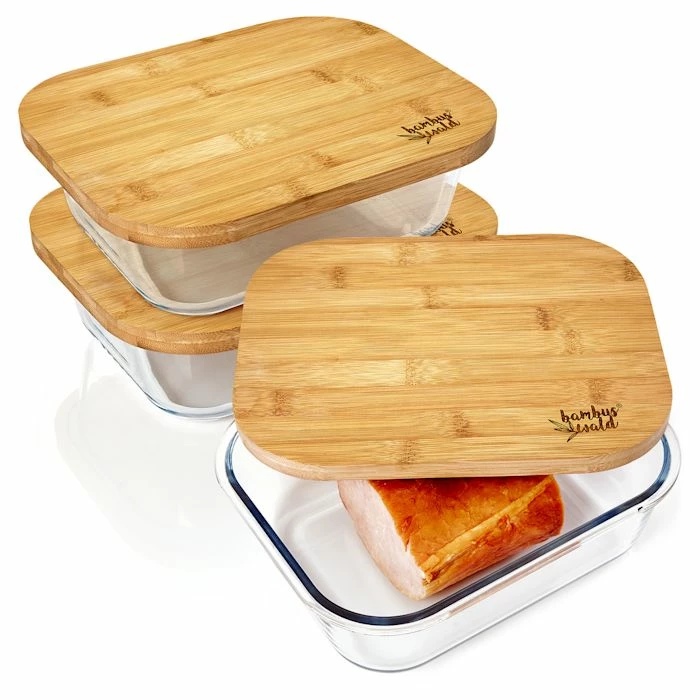 Klarstein Préparation Culinaire Boîte En Verre Avec Couvercle En Bambou 3 Klarstein Préparation Culinaire Boîte En Verre Avec Couvercle En Bambou