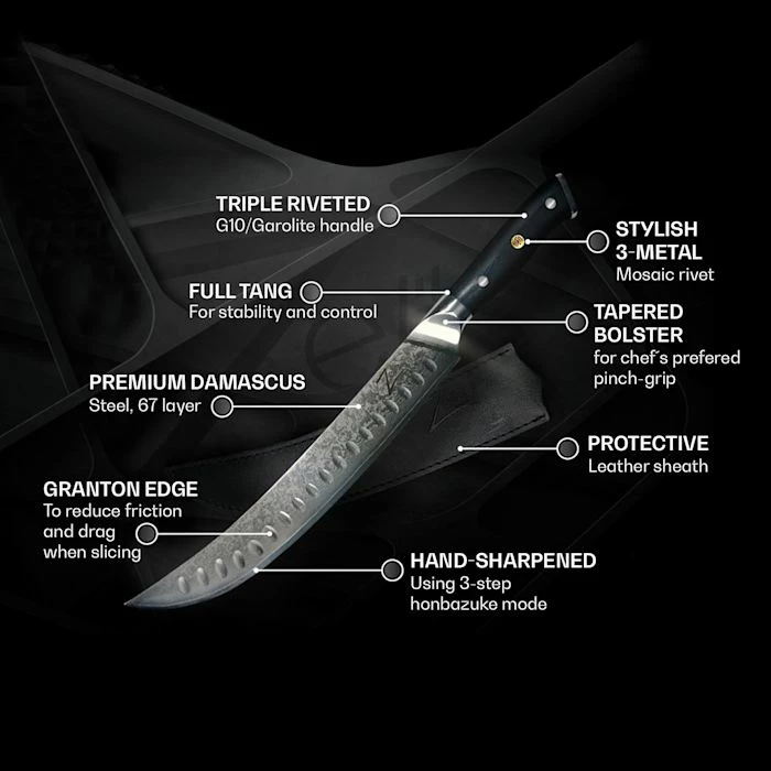 Zelite Infinity By Klarstein Préparation Culinaire Couteau De Boucher De 10" De La Série Japonaise Alpha-Royal 4 Zelite Infinity By Klarstein Préparation Culinaire Couteau De Boucher De 10" De La Série Japonaise Alpha-Royal – Image 2