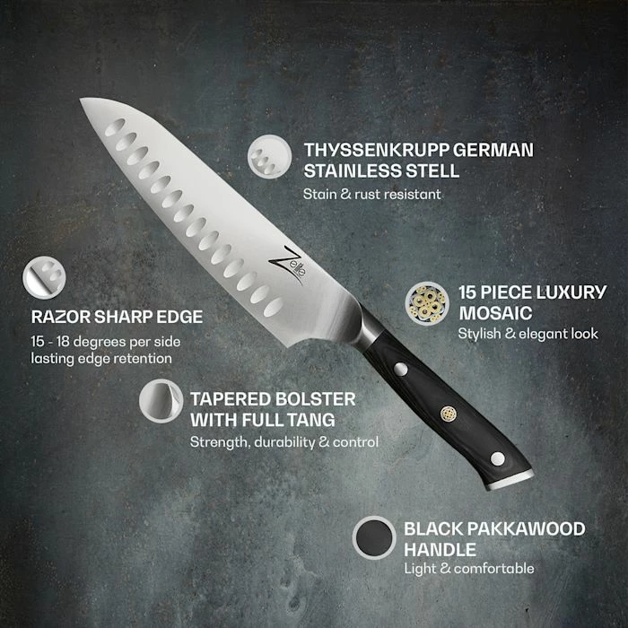 Zelite Infinity By Klarstein Préparation Culinaire Couteau Santoku 7" Alpha-Royal German 4 Zelite Infinity By Klarstein Préparation Culinaire Couteau Santoku 7" Alpha-Royal German – Image 2