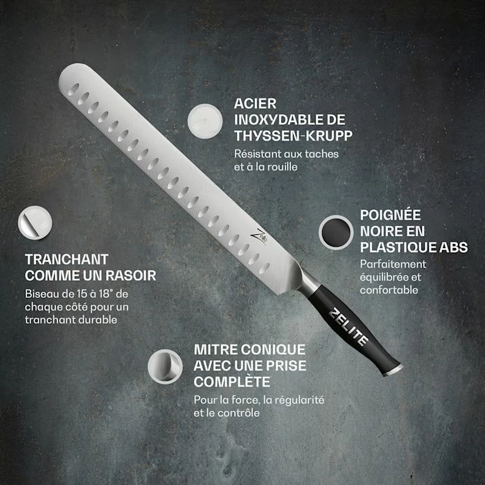 Zelite Infinity By Klarstein Préparation Culinaire Couteau à Trancher 12" Série Comfort Pro 4 Zelite Infinity By Klarstein Préparation Culinaire Couteau à Trancher 12" Série Comfort Pro – Image 2