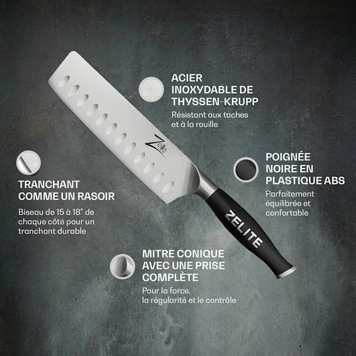 Zelite Infinity By Klarstein Préparation Culinaire Couteau Nakiri 7" Série Comfort Pro 4 Zelite Infinity By Klarstein Préparation Culinaire Couteau Nakiri 7" Série Comfort Pro – Image 2
