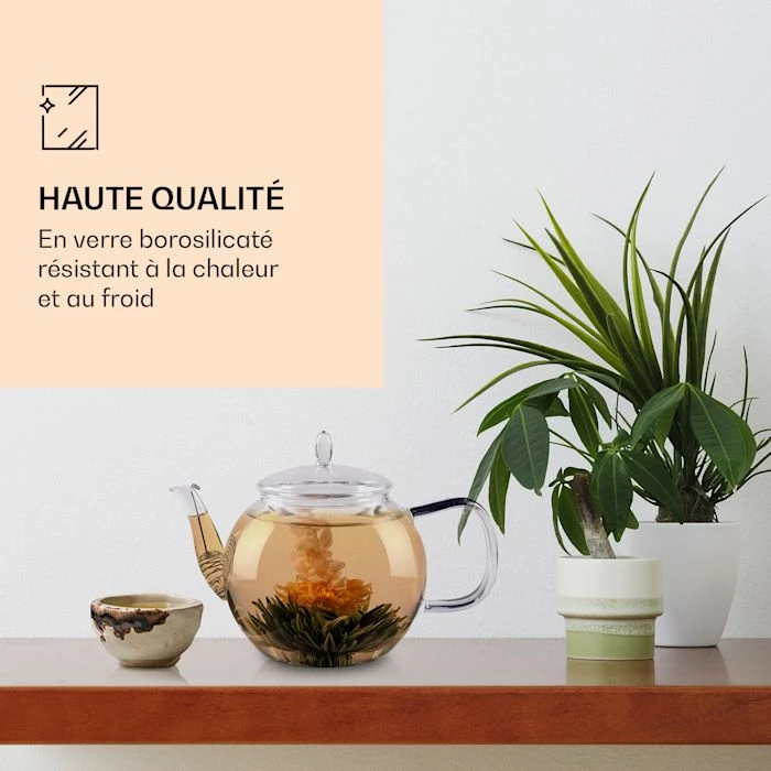 Feelino Préparation Culinaire Carafe En Verre 800 Ml Avec Couvercle, Passoire à Thé Et Fleurs De Thé 5 Feelino Préparation Culinaire Carafe En Verre 800 Ml Avec Couvercle, Passoire à Thé Et Fleurs De Thé – Image 3